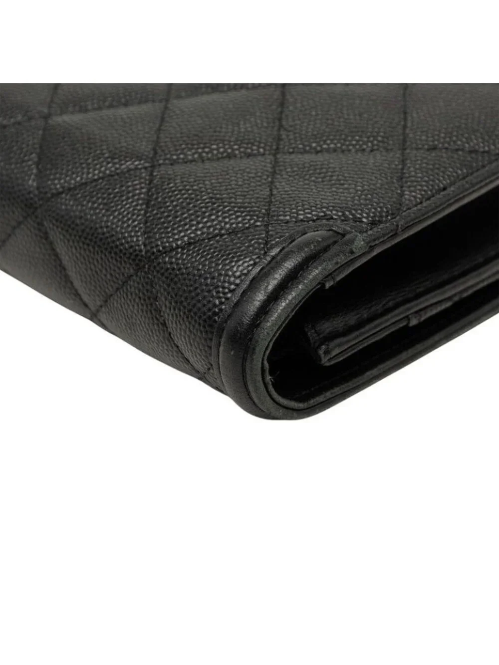 Chanel CC Filigree CC Logo Chain Shoulder Bag Wallet Black Caviar Leather